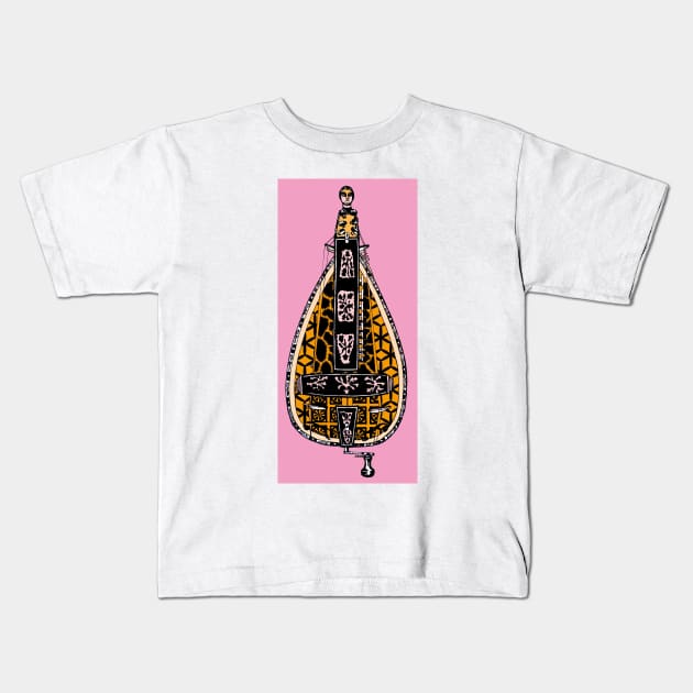 Hurdy-Gurdy with pink background Kids T-Shirt by inkle